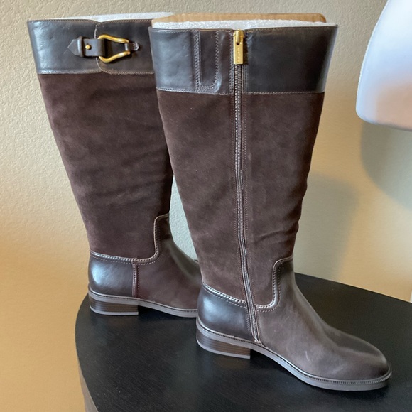 Vince Camuto Andalian 2 Brown Leather & Suede Knee High Boots | 7.5M Wide Calf N - Picture 5 of 8